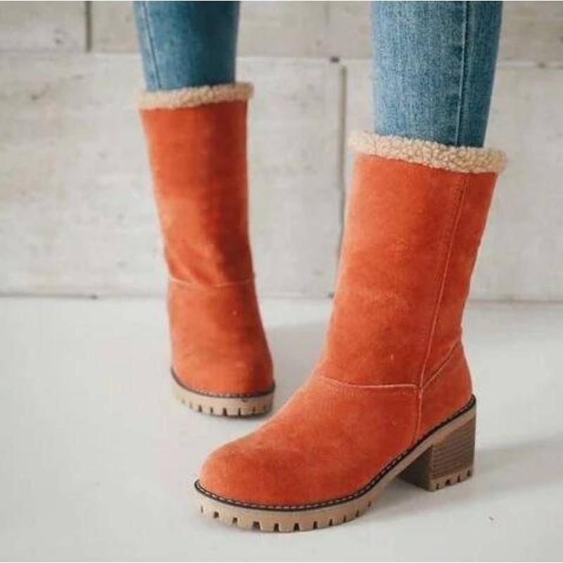 Large Size Snow Boots Women's Cotton Boots Women's Thickened Thick Heel Thick-soled Lamb Wool Cotton Boots Two Women's Boots