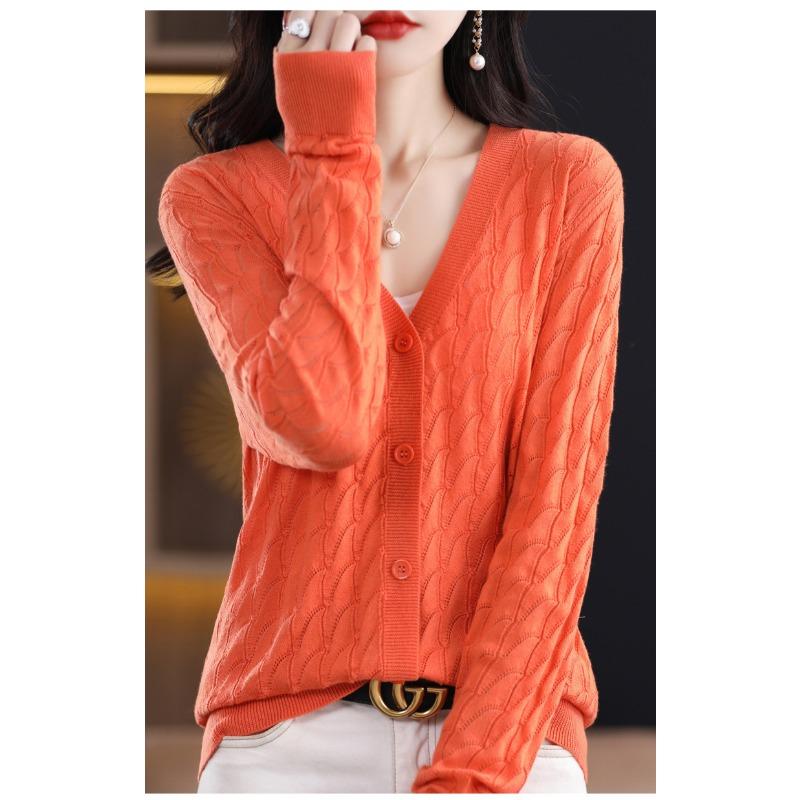 Women S V Neck Long Sleeve Knit Cardigan Slim Fit Solid Color Outerwear