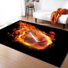 Dynamic Sports Ball Rugs Flaming Football Basketball Design Brick Wall Breakthrough for Game Room Man Cave Decor