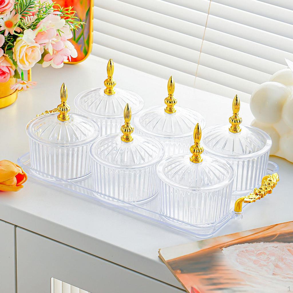 Divided Serving Tray Dish Dustproof Multifunctional with Lid Storage Container for Living Room