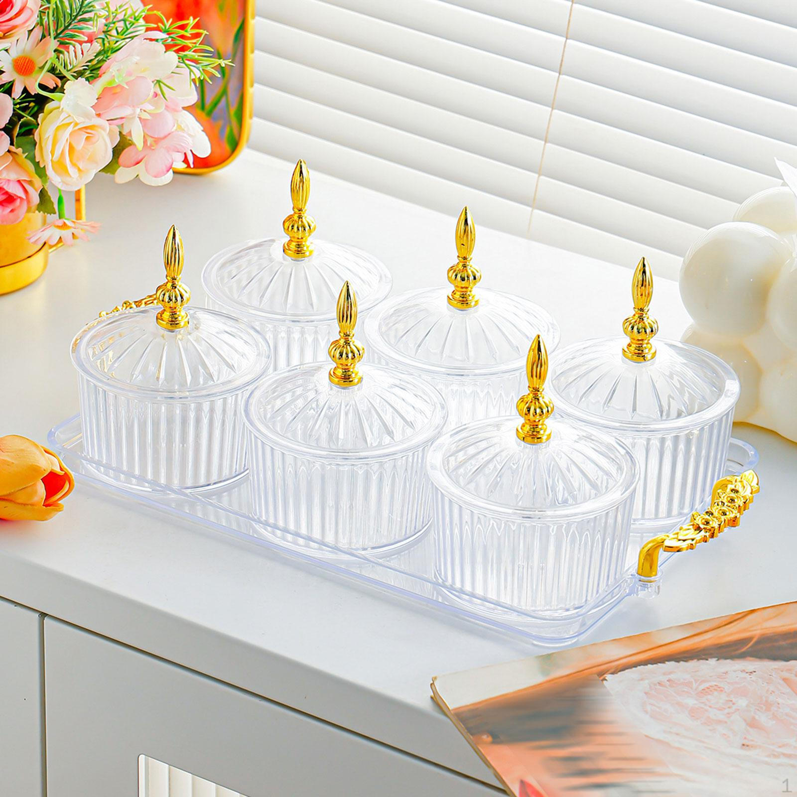 Divided Serving Tray Dish Dustproof Multifunctional with Lid Storage Container for Living Room Transparent 2060₽