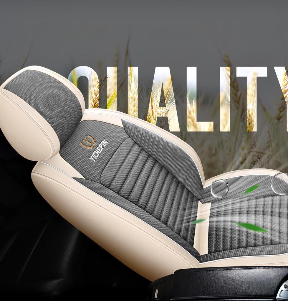 Universal All-Season Cartoon Linen Car Seat Cover - Full Wrap, Winter Special