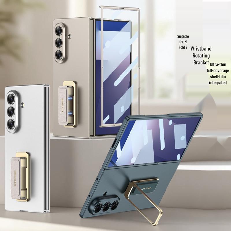 Samsung Z Fold7 Wristband Stand Case - Solid Color, Advanced Protection, Full Coverage, Business Style.