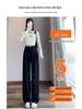 Women's American-Style Gray Drapey Knit High-Waisted Wide-Leg Sweatpants - Spring 2026 Petite Collection