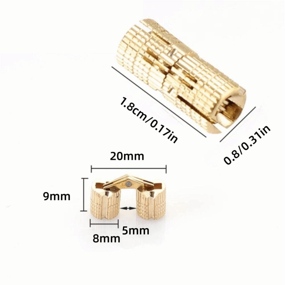 8PCS 8mm Cabinet Hinge 180 Degree Opening Angle Brass Barrel Hinge With Screws Invisible Furniture Hinge Furniture Making