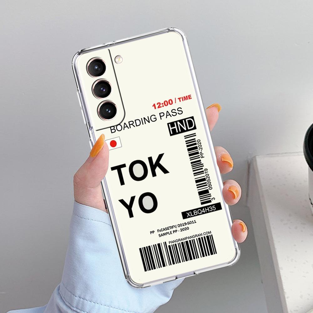 Phone Case For Samsung Galaxy S26 S25 S24 S23 S22 Ultra S20 S21 FE 5G Plus Clear Cover World City Travel Ticket New York London