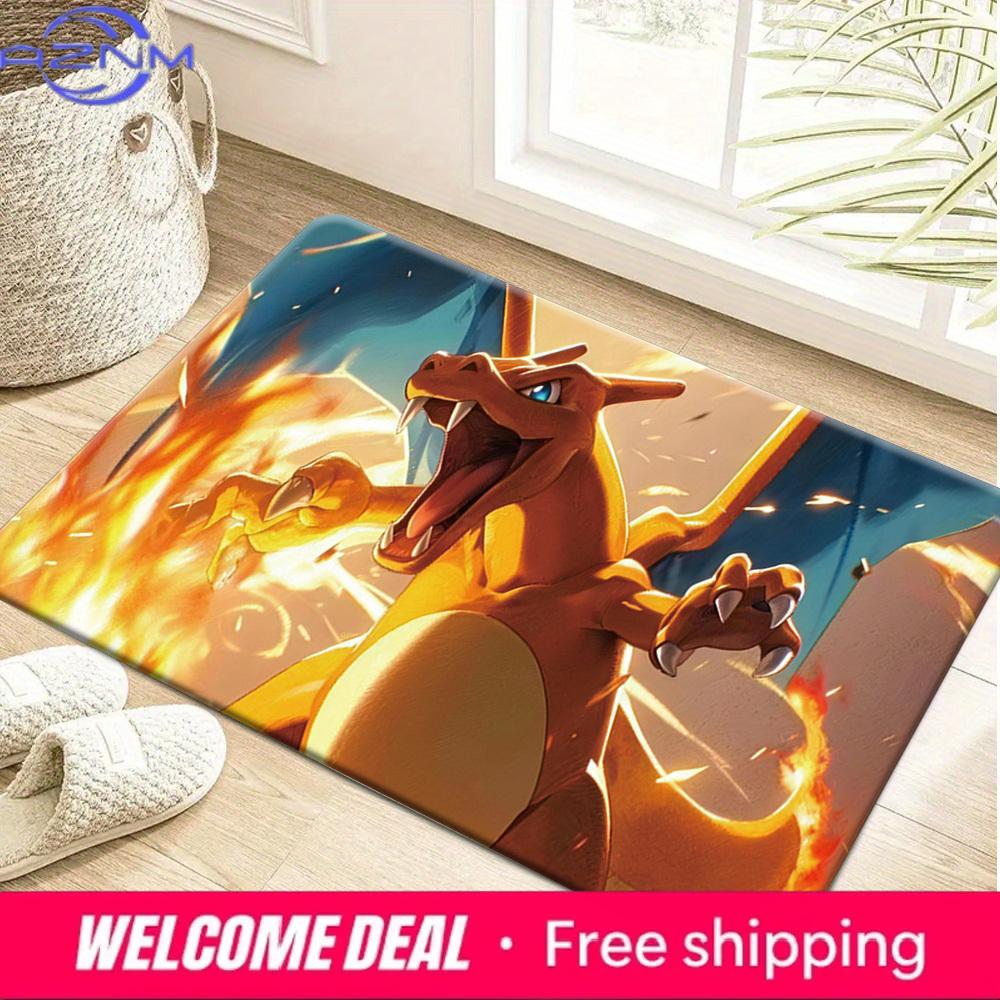 Pokemon Charizard with Fire Breath Print Non-slip Doormat, Soft Absorbent Floor Rug for Home Decor 40x60cm