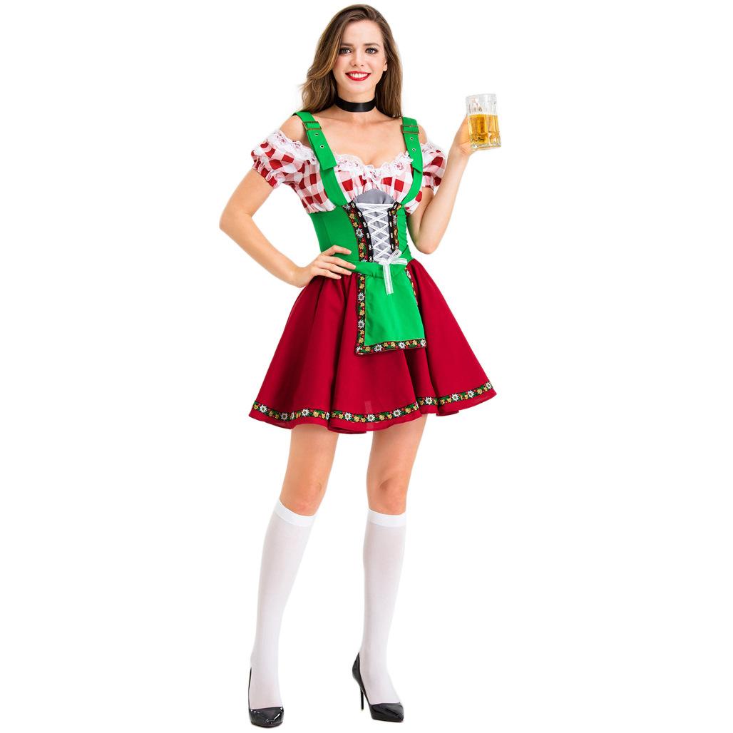 

S-3XL Немецкие традиционные костюмы для Октоберфеста, альпийские национальные костюмы, женская праздничная униформа S зелёный