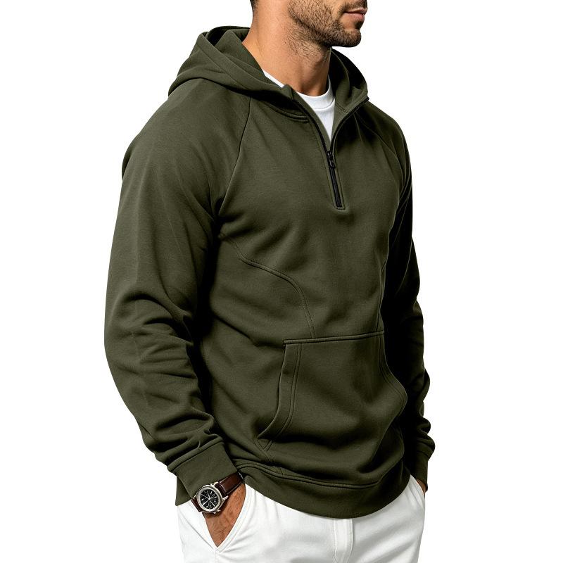 Men S Casual Half Zip Hooded Fleece Sweatshirt Autumn Winter