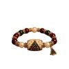 Hand-Painted Christmas Tree Beaded Bracelet - Women's Elastic Holiday Gift