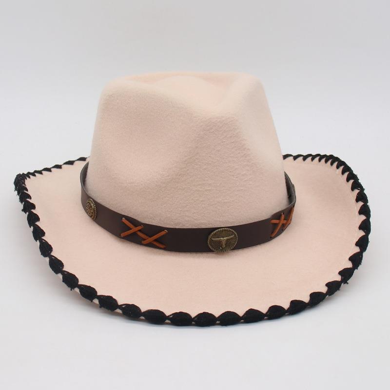 Tibetan Vacation Hemming Top Hat Men'S And Women'S Hat Cowboy Hat Simple Ethnic Style Jazz Hat