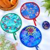 4 Pcs Round Foldable Fans, Handheld Fan Foldable Portable Fans Colorful Floral Cooling Fan Japanese Folding-Fan Handheld for Travel, Events,