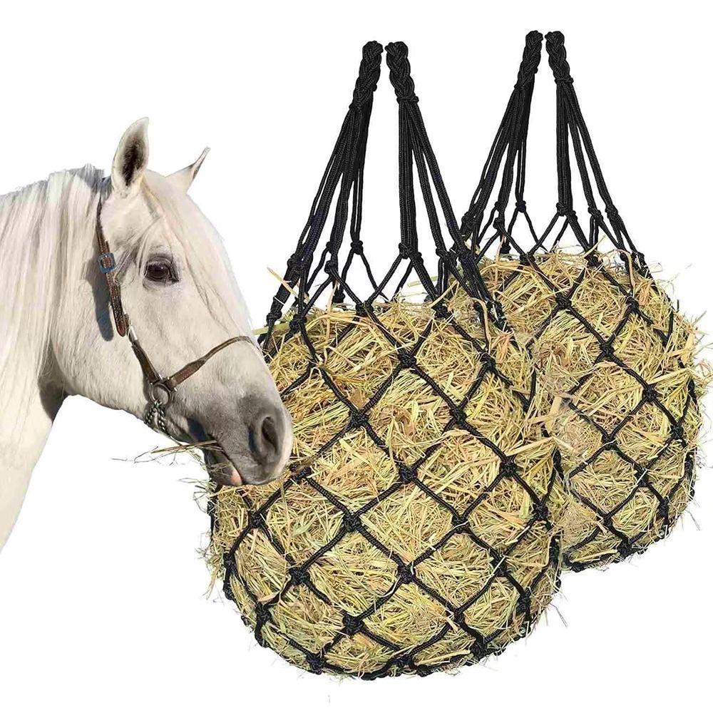2Pcs/Set Hanging Horse Hay Bag Slow Feed Hay Feeder Bag Durable Hay Net Equestrian Accessory