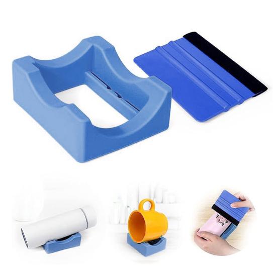 Silicone Cup Holder Tray with Built-in Slot for Crafts Small Flexible Stand for Vinyl Decals Mug Decorating Accessory