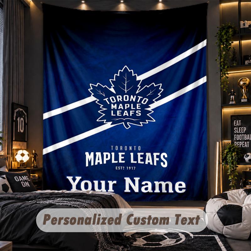TapestryToronto Maple Leafs Custom Name Text Personalized Wall Hanging Tapestry Home Wall Decor