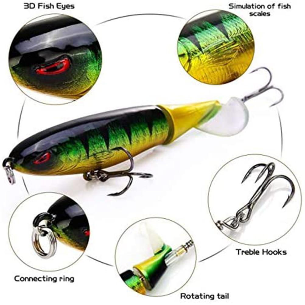 6Pcs Topwater Fishing Lure Set Plastic Floating Rotating Tail Fishing Lure Hard Bait Hook for