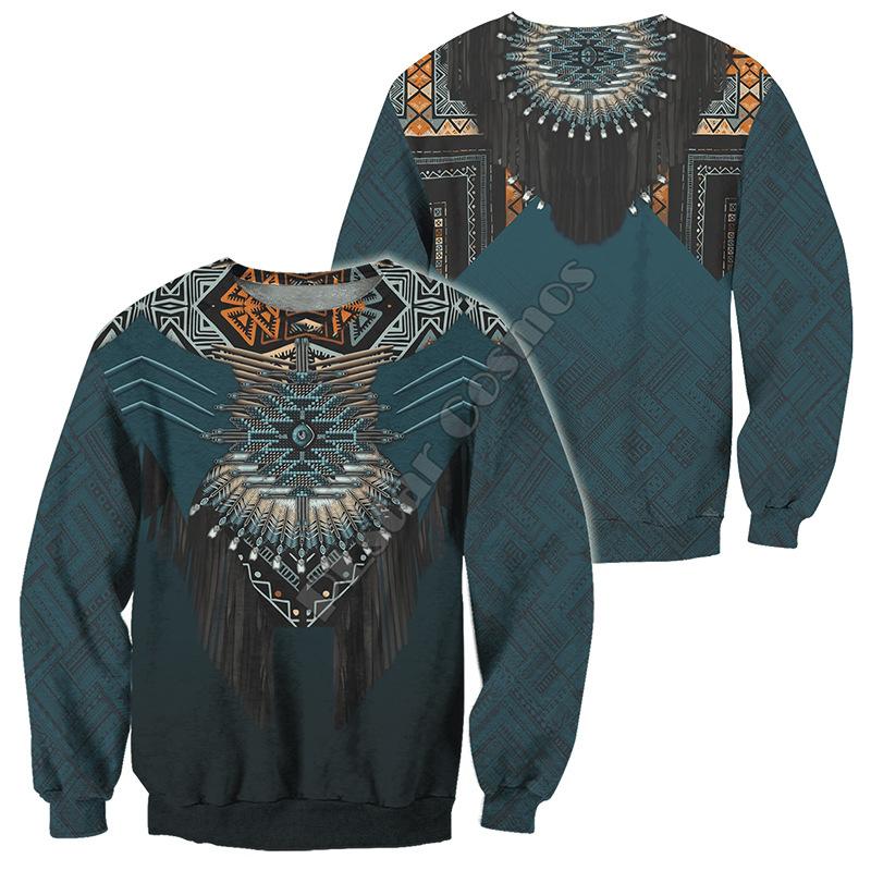 Men's Round Neck Sweatshirt with Style 3D Digital Tattoo Printed Long-sleeved Top