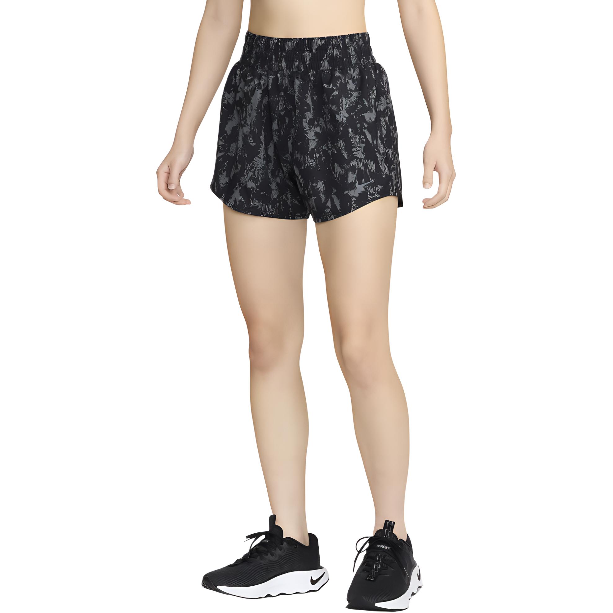 

Nike Шорты женские повседневные с высокой посадкой, влагоотводящие, с принтом по всей поверхности, черные FZ3474-010 S