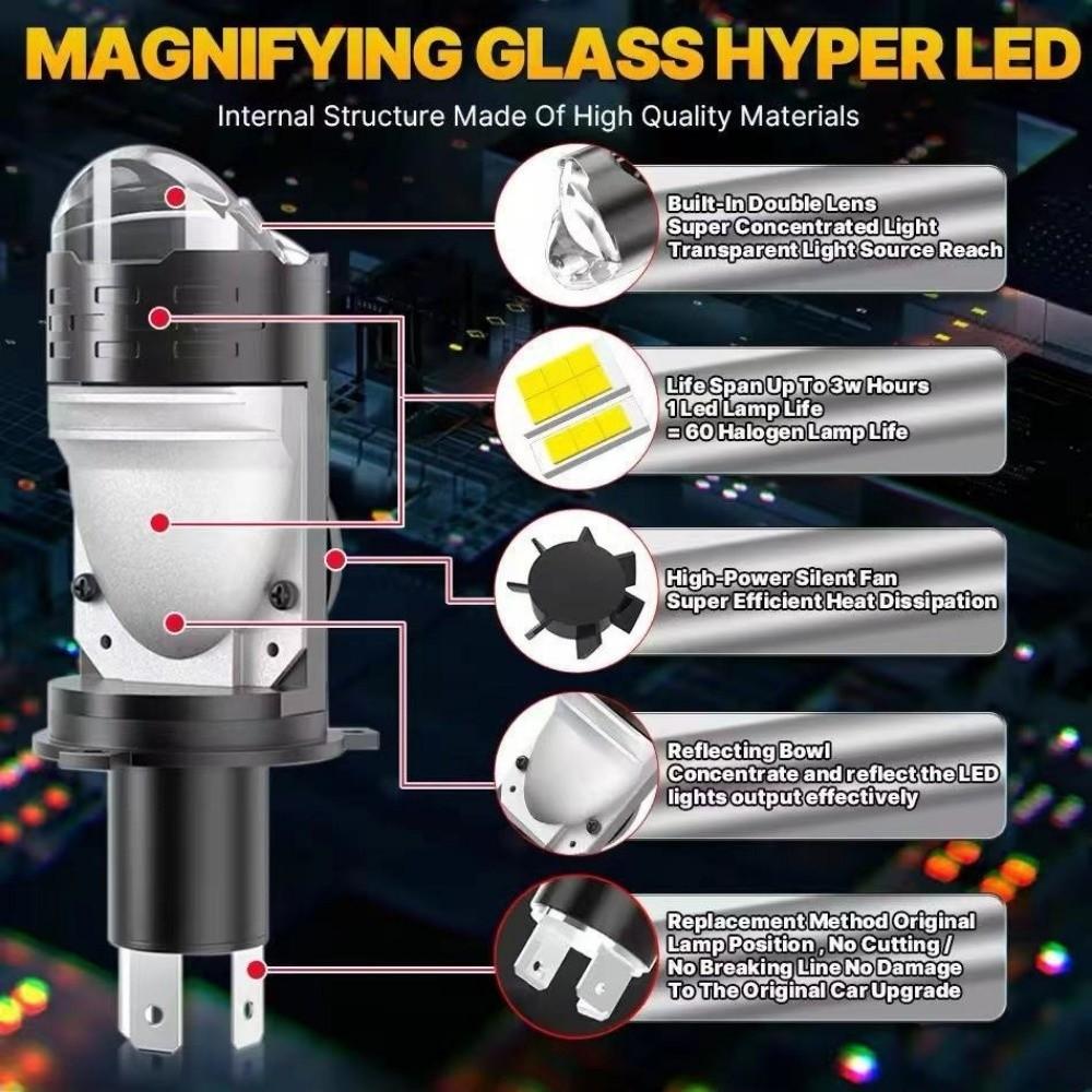 High Power H4 LED Headlight Bulbs Super Bright Car Motorcycle Turbo Fan Lamp Motorbike