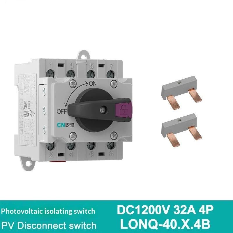4P Din-Rail Mount Dc Isolator Rotary Switch 32A Dc 1200V Rotating Handle Disconnect Switch For Pv Distribution Box