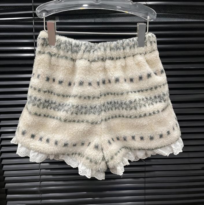 Женский набор: куртка и шорты в стиле Фэйр-Айл, пэчворк из плюшевого велюра и кружева L