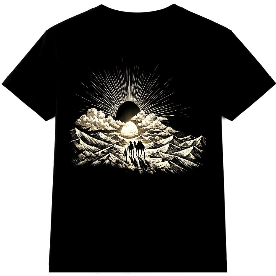 Hiking Mountain T Shirt Vintage Sunset Landscape Outdoor Adventure Graphic Tee S