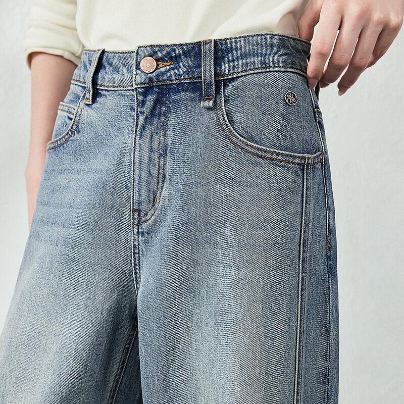 ChuYu Women's Elastic Wide-Leg Jeans