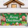 Christmas Garage Door Banner Decoration - Merry Christmas Themed Polyester Banner with Lollipop and Gift Box Patterns