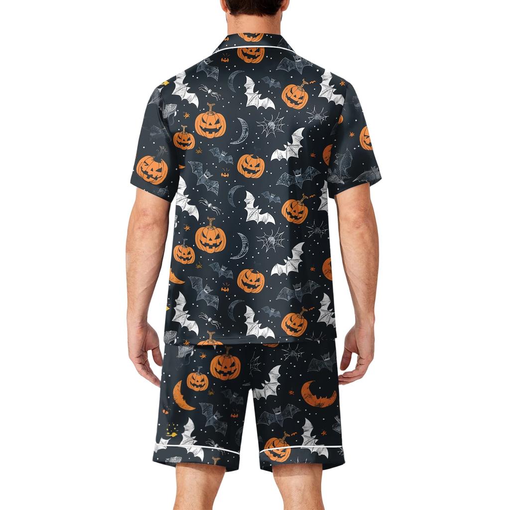 Ensemble Pyjama Homme Manches Courtes Boutonné Haut et Short Coupe Ample Douce Vêtements de Nuit avec Motif Imprimé S à XXXXL
