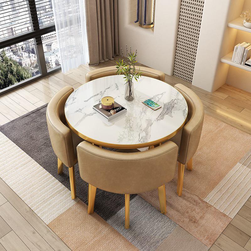 Modern Reception & Meeting Table Set: Office & Leisure Round or Square Dining Table with Chairs.