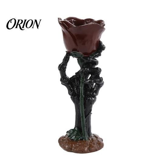 Gothic Resin Candle Holder Halloween Skeleton Hand Rose Holder, Decorative Ornament Lifelike Decor for Home Table Decor, Dark Style Romantic