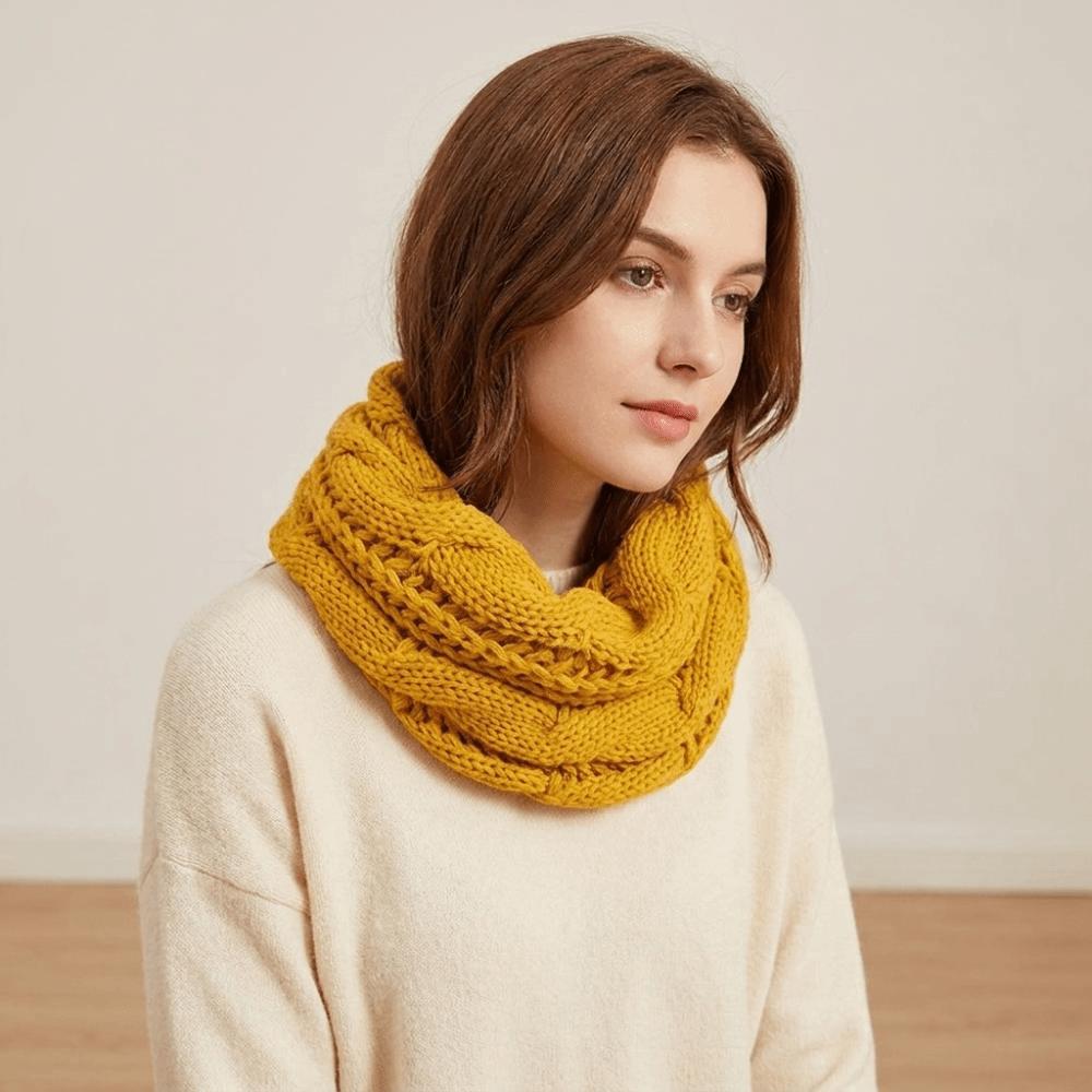 Thickened Knitted Scarf Solid Color Warm Scarves Simple Wool Bib Men
