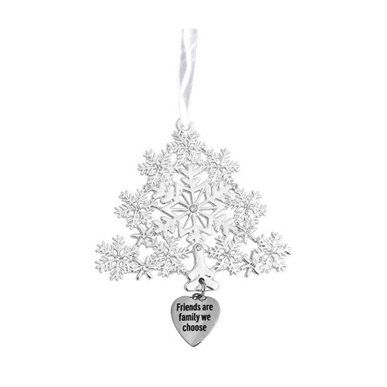 Christmas Friendship Charm Gift Metal Hanging Snowflake/Star/Round/Snowman Shaped Decoration with Blessing