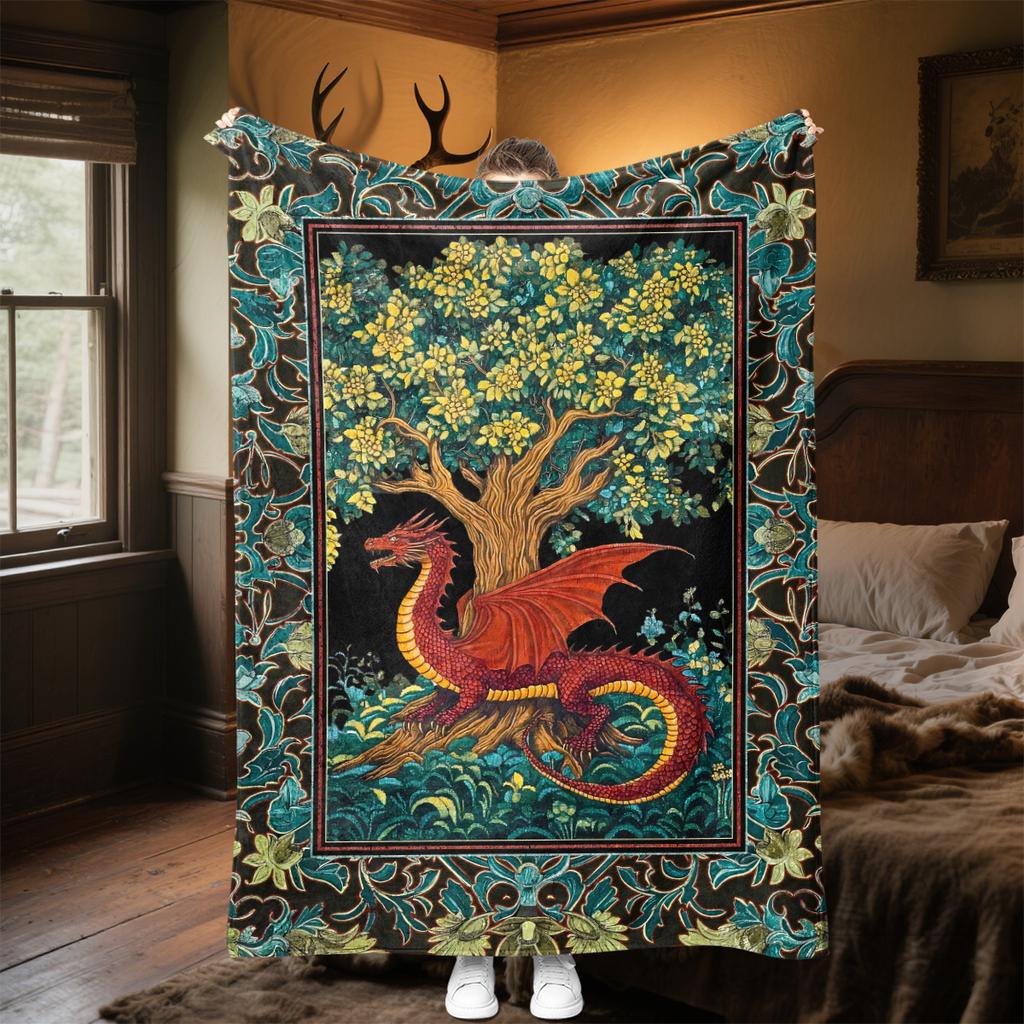1pc Medieval Gothic Fantasy Dragon blanket, al season lightweigh Poster blanket home office outdoor nap multifunc Poster blanketional blanket