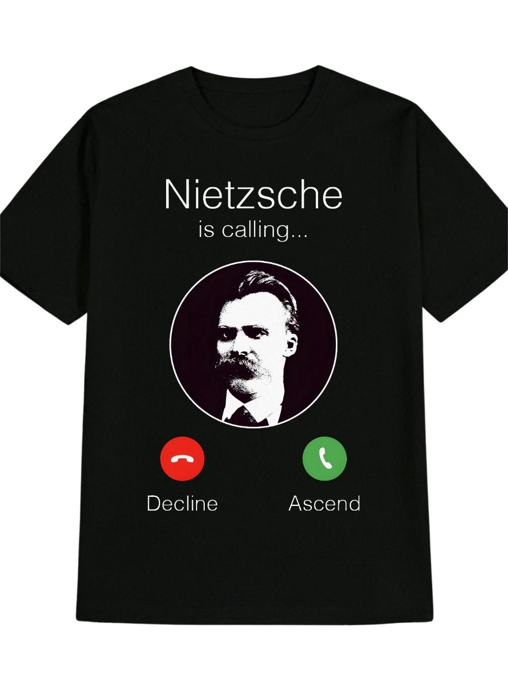 UnisexS Funny Nietzsche Philosophy Meme TShirt The Call Is Coming But Your Phone Is Dead Slogan Casual Round Neck Humorous L