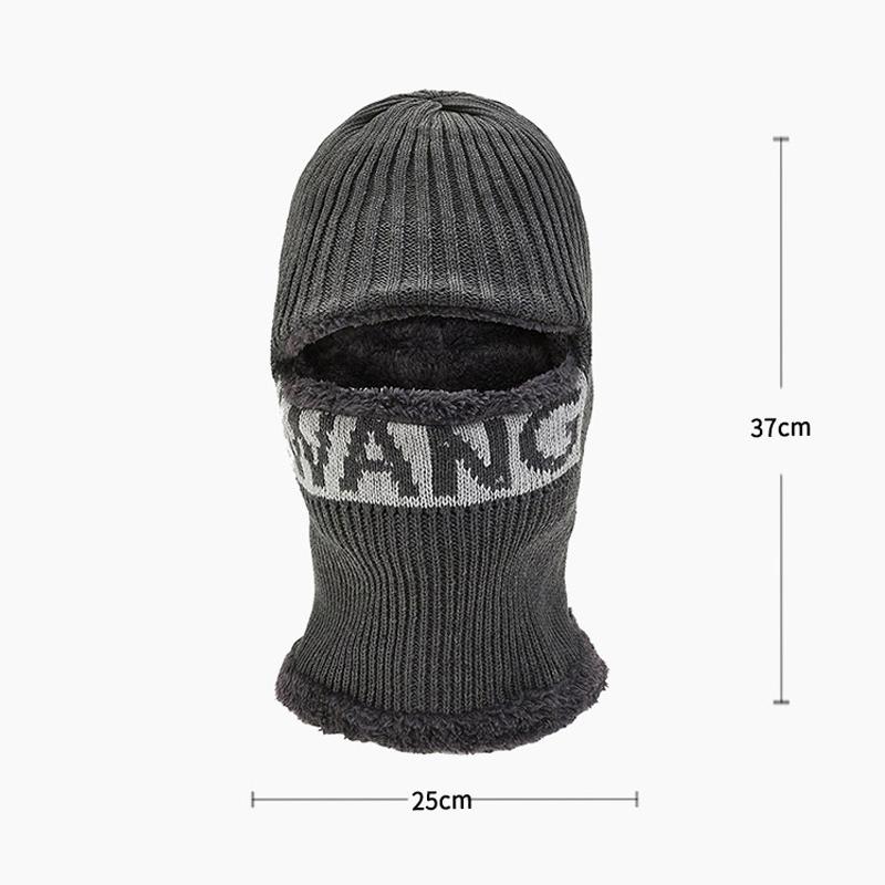 Buchstabe Herren Hals All-in-One Mütze Winter Dick Warm Wolle Gesichtsschutz Kältefest Baumwolle Strickmütze