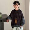 Boy S Navy Fake Two Piece Sweatshirt Casual Long Sleeve For Big Kids