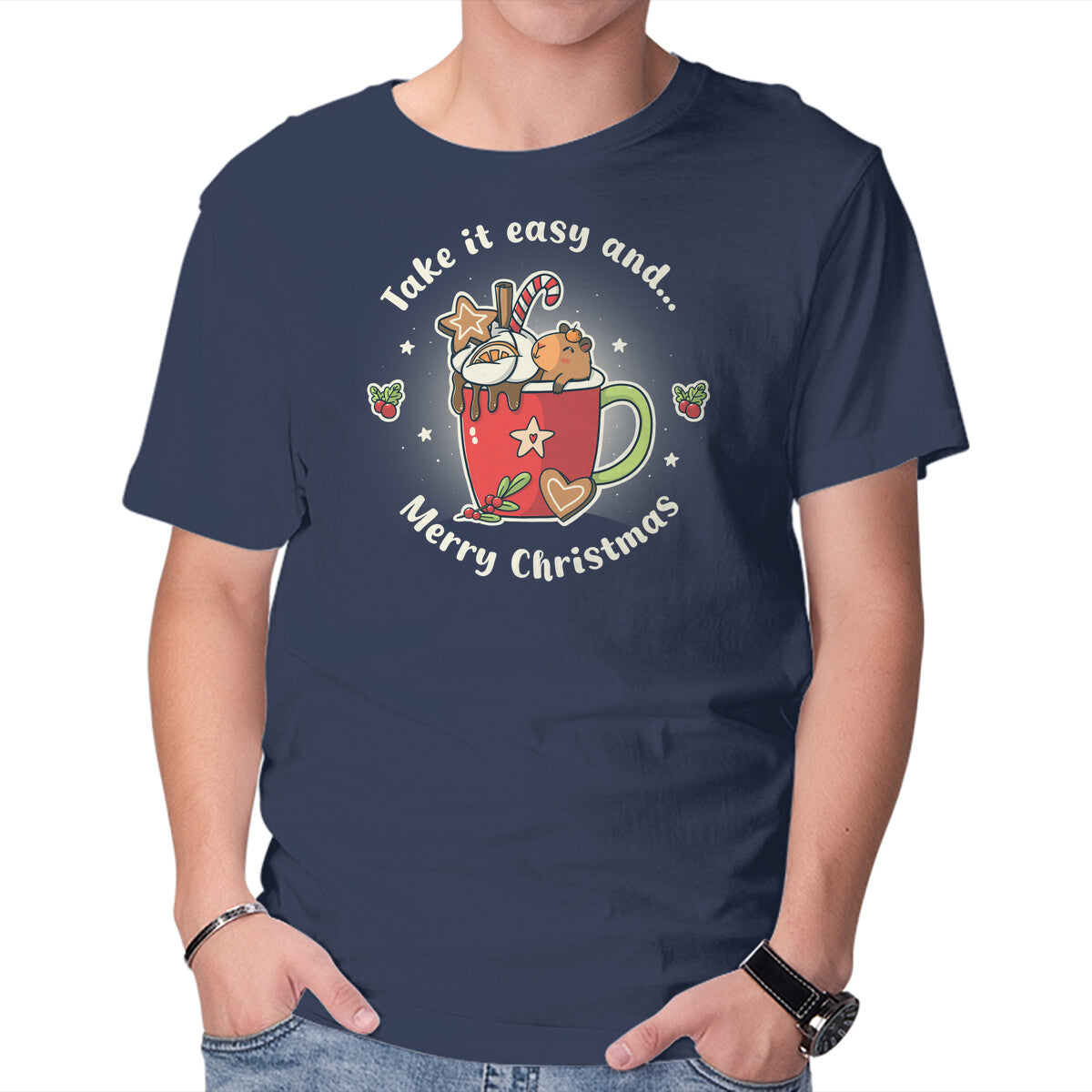 Unisex Crew Neck T-Shirt Cozy Christmas Graphic Short Sleeve Casual Tee XXL