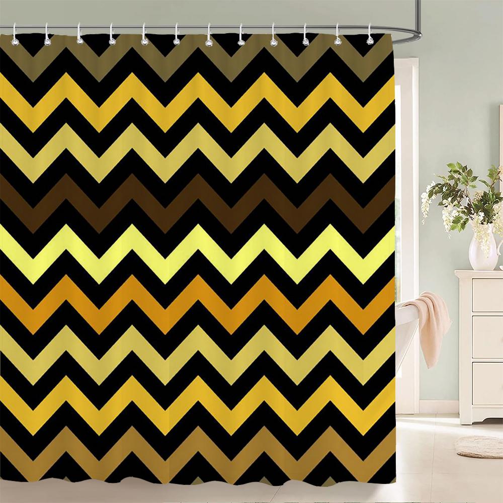 

Waterproof Shower Curtain With 12 Hooks Classic Geometric Printed Bath Curtains Colorful Polyester Frabic Bathroom Bathtub Decor W60H190(CM)-1 Pcs