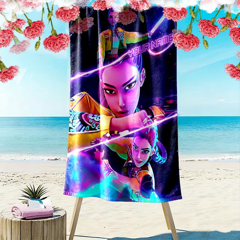 Custom NameCyberpunk Neon Beach Towel Soft Microfiber Summer Towel Quick Dry Absorbent Towel for Beach Swimming Pool Travel