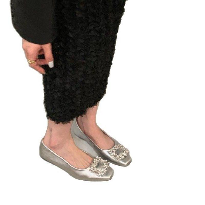 Flat Shoes Square Toe Single Shoes Women's Shoes Commuting Shoes