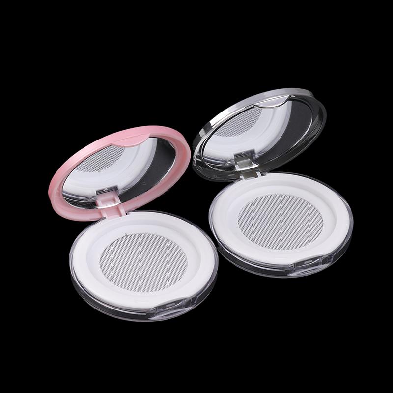 5G Gjenbrukbar Plast Tom Powder Case Bærbar Gjør det selv Tom Makeup Container Løs pulver Kompakt etui med speil og nettsikt