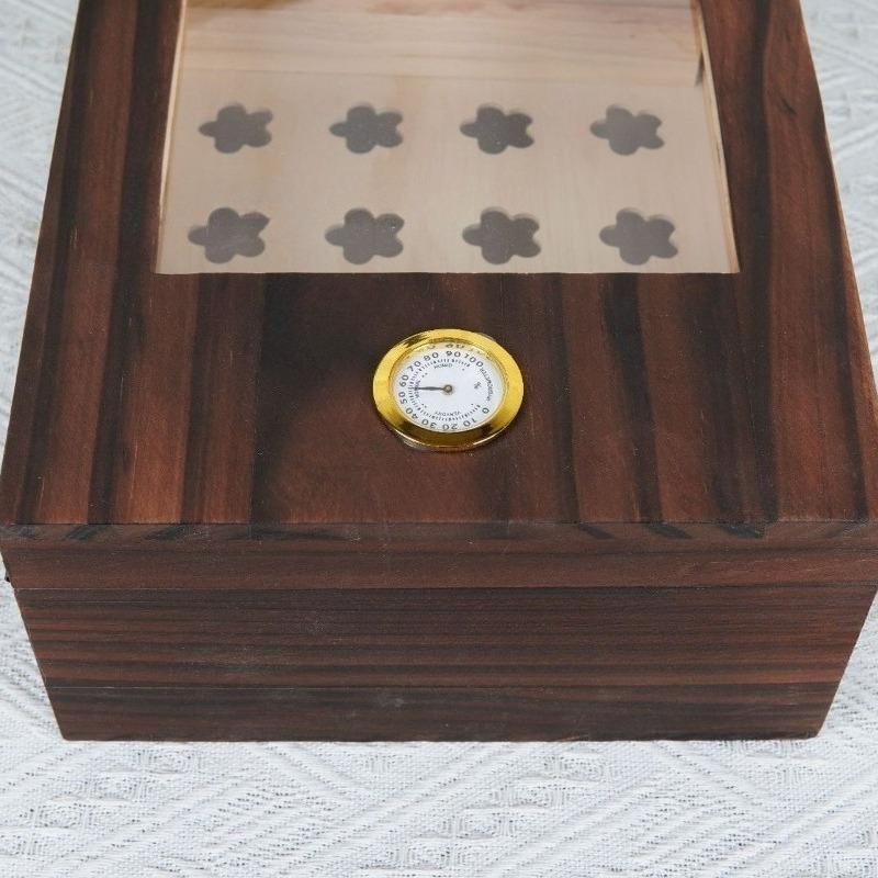 Wooden cigar humidor storage box transparent window moisturizing cigar case collector’s display organizer manufacturer supply
