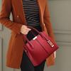 Women's Soft Leather Handbag Large Capacity Single Shoulder Messenger Bag Solid Color Leather Bag for Office Ladies