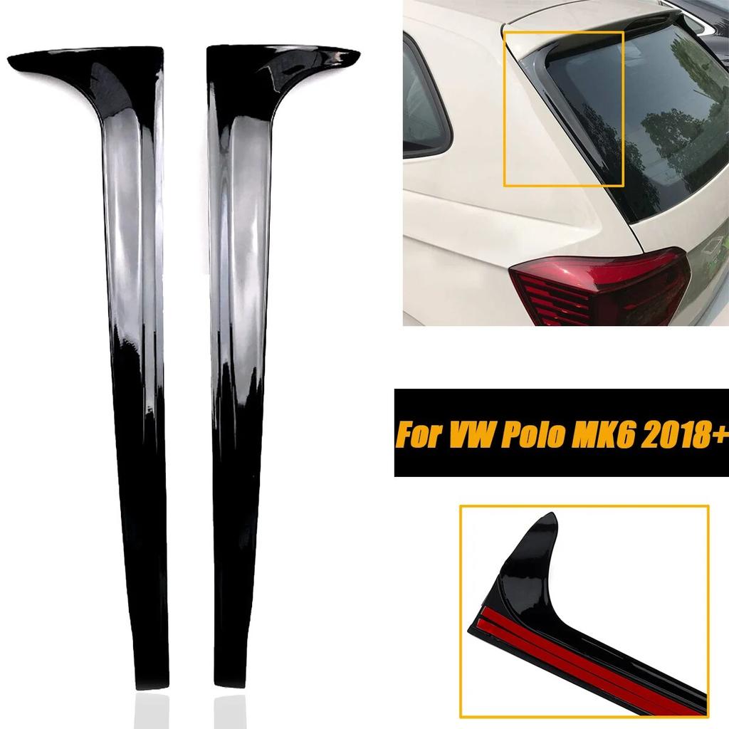 2ks pro Volkswagen VW Polo MK6 2018 + rozdělovač zadního okna Křídlo Boční spoilery Samolepka Canard Autodoplňky lesklá černá