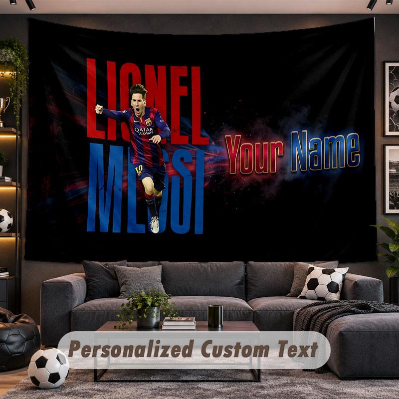 Wall Hanging Tapestry Custom NameLionel Messi Pattern Personalized Printed Fabric Wall Decor
