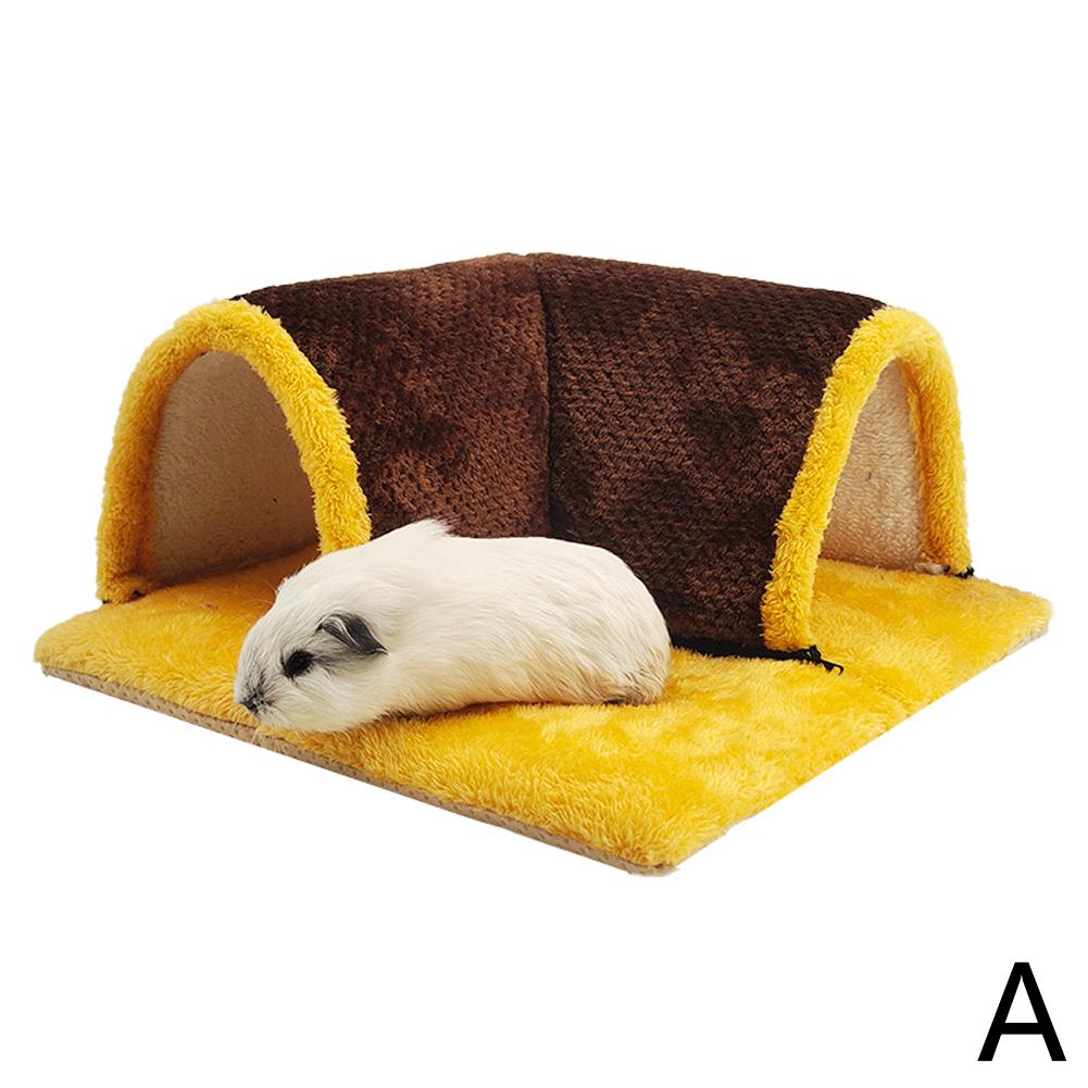 Теплый домик-туннель-кровать для морской свинки, Мягкие съемные туннели и трубки для клетки морской свинки, Флисовые укрытия для морской свинки и крысы, Прочный жёлтый