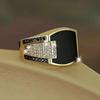 Fashion Men's Ring Fashion Metal Gold Color Inlaid Black Stone Zircon Punk Rings for Men Engagement Wedding Vintage Jewelry