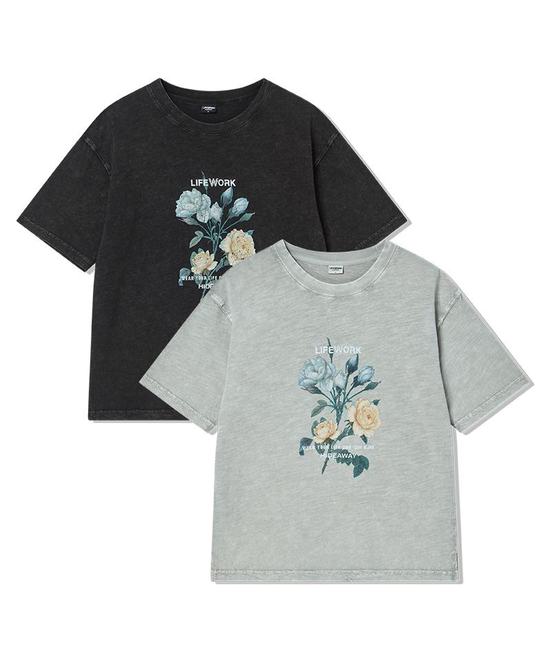 LIFEWORK Women'S) Vintage Flower Artwork Short Sleeve T-Shirt