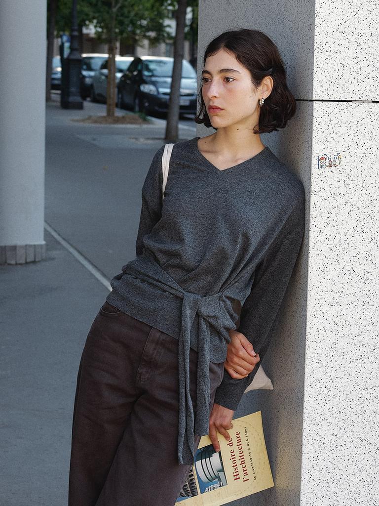 HUNCH Hip Tie V-Neck Knit (3Color)